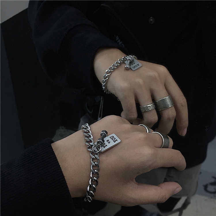 Vòng đeo tay kiểu dáng hip hop phong cách Hàn Quốc cho nam/nữ