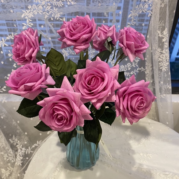 Combo lọa hoa hồng sáp mô phỏng giống thật đến 99%, nở mãi không tàn