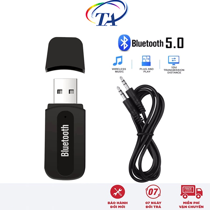 Bộ Thu Âm Thanh USB Bluetooth Không Dây Cắm 3.5Mm - Bộ Chuyển Đổi USB AUX Cho Loa Xe Hơi