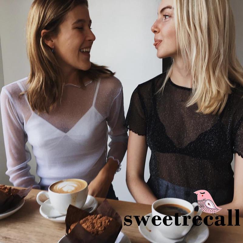 Áo Croptop lưới cổ lọ tay dài thiết kế quyến rũ cho phái nữ | BigBuy360 - bigbuy360.vn