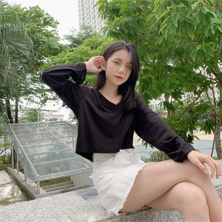 Áo thun trơn cổ tim dài tay tkp102 1994closet