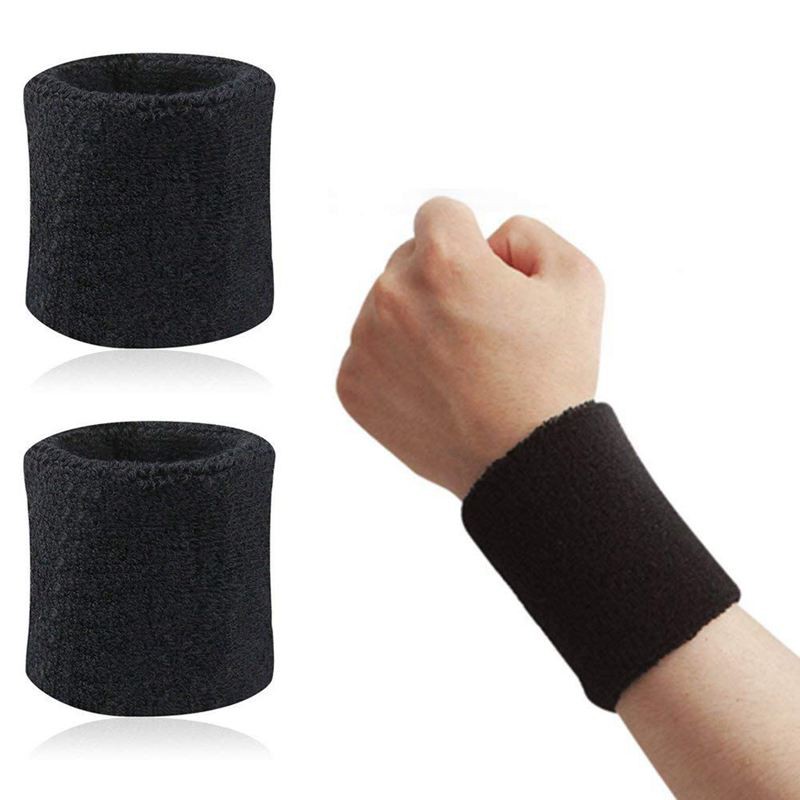 6 Pack Men Women Wrist Sweatband Sports Wristband for Running, Gym Workout, Exercise, Football and More (black))