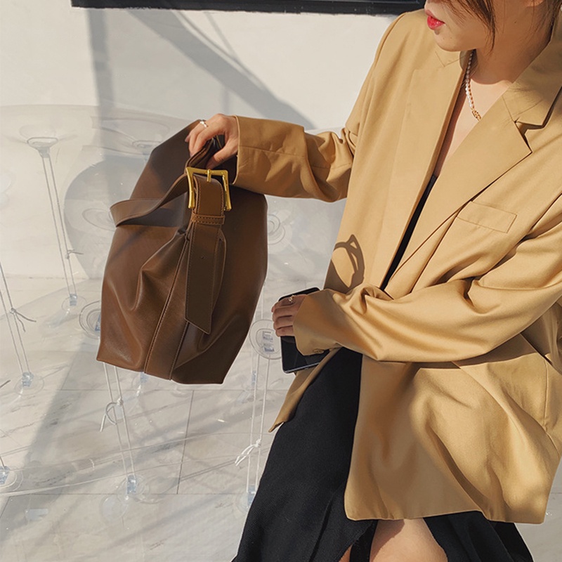 Túi Đeo Vai Cỡ Lớn Màu Nâu Đơn Giản Thời Trang Cho Nữ