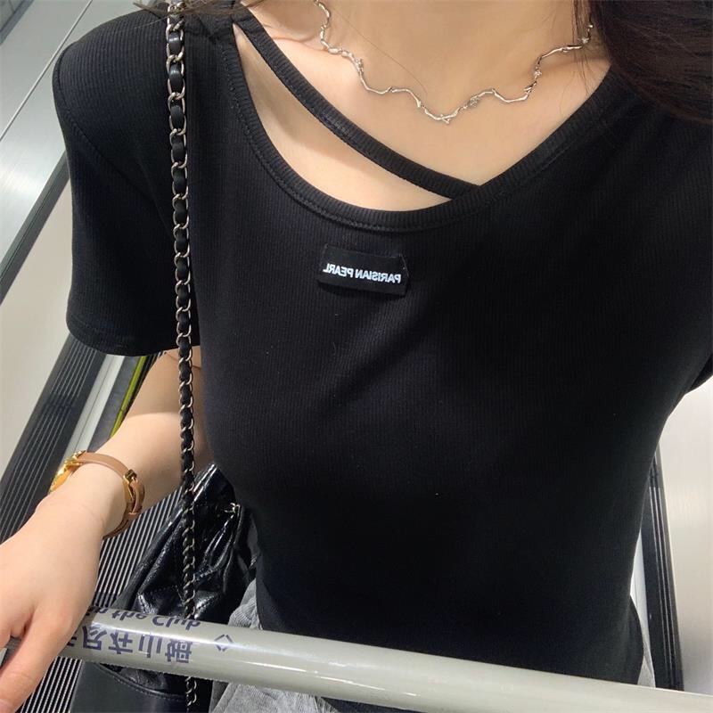 Áo ngắn tay mùa hè thiết kế thanh lịch phong cách Hàn Quốc