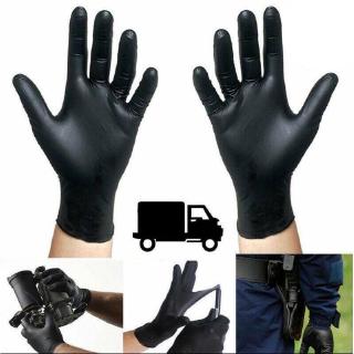 Set 100 găng tay cao su y tế màu đen thoải mái chống thấm nước dùng một lần