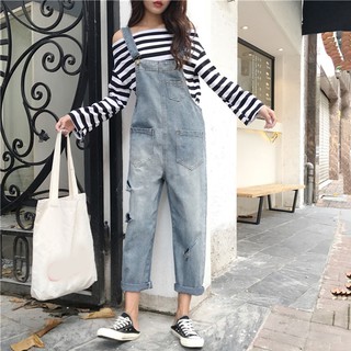 quần yếm bò rộng ulzzang order quần jean yếm rách trơn dáng hàn quốc ẢNH THẬT Ở CUỐI HÌNH