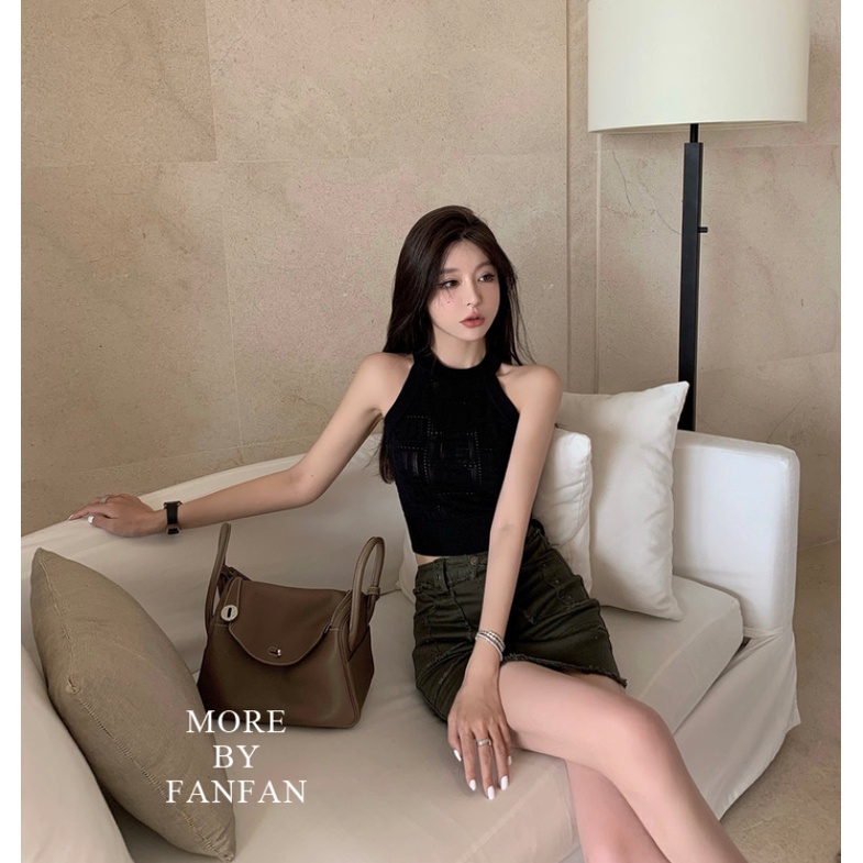 HUANG YOYO Áo Dệt Kim Không Tay Phong Cách Hàn Quốc Thời Trang Cho Nữ
