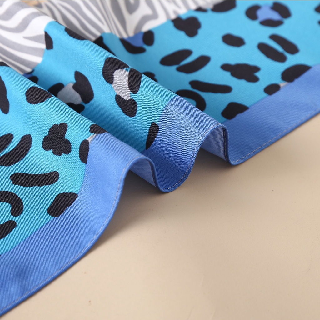 Khăn Quàng Cổ Lụa Vuông 90cm 24H In Họa Tiết Da Báo Đa Năng Thời Trang