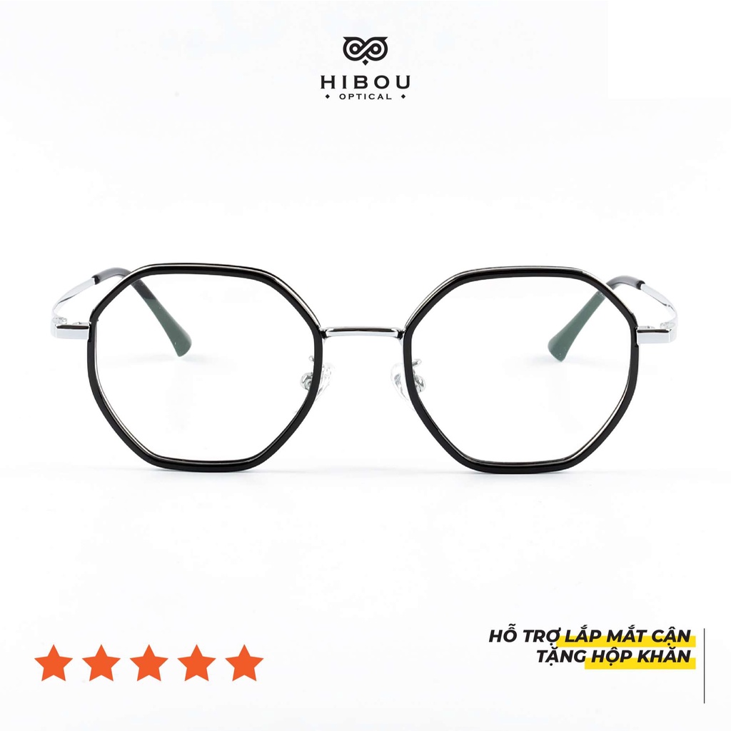 Gọng kính cận nam nữ lục giác Hibou Optical GT6854 dễ đeo dễ phối đồ - Chuyên lắp mắt cận nặng siêu mỏng