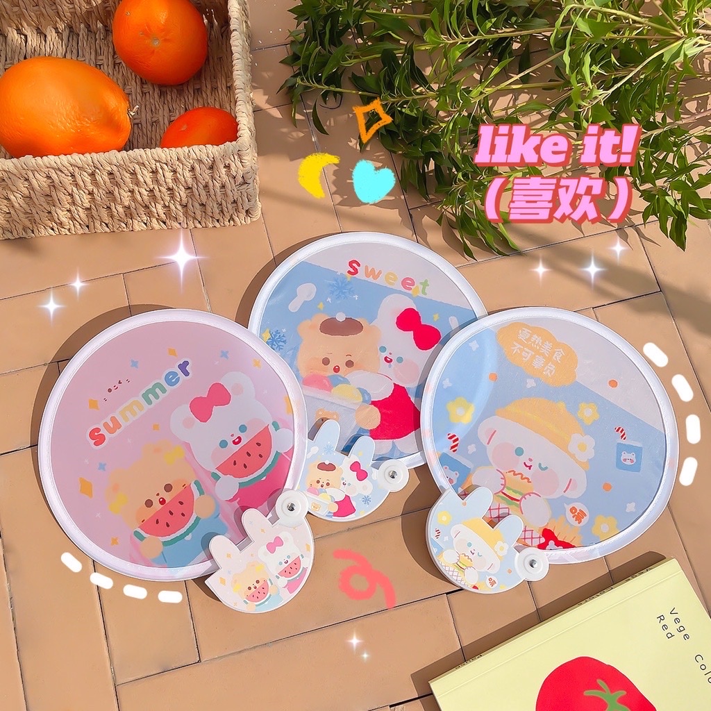 Quạt gấp gọn tự bung bỏ túi tiện lợi, nhiều hình cute - Mẫu ngẫu nhiên