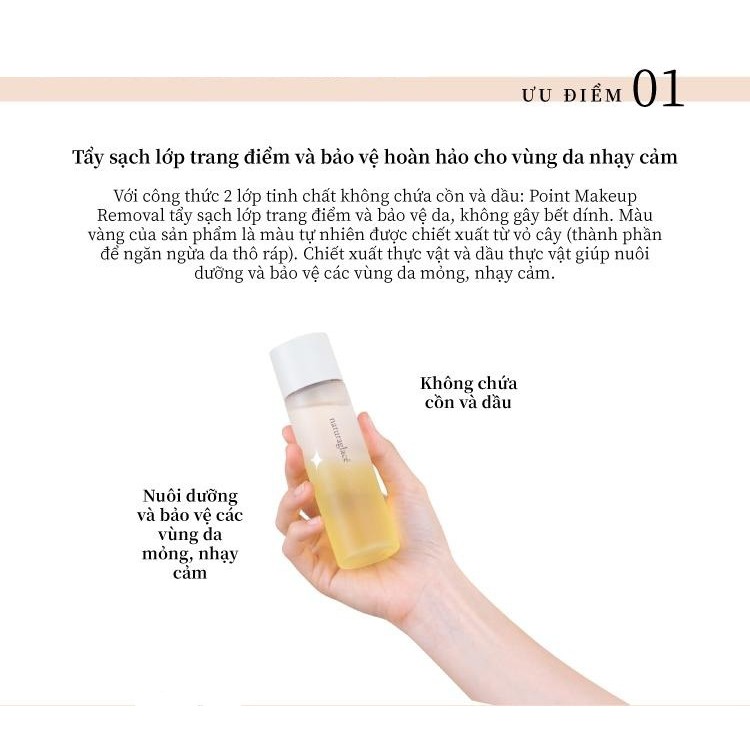 Nước tẩy trang hữu cơ naturaglacé Point Make-up Remover, an toàn sử dụng với cả da nhạy cảm và mẹ bầu, 100ml