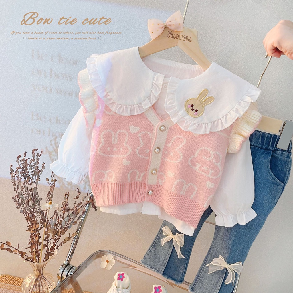 Set Đồ 2 Món Phong Cách Phương Tây Thời Trang Xuân Thu Cho Bé Gái 1-3 Tuổi