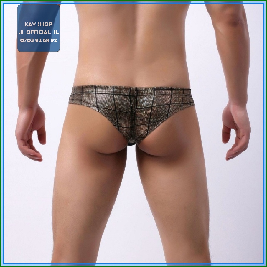 Quần lót nam tam giác lưới sexy nửa mông thun ánh kim đẹp mắt - Quần sịp nam ôm mông căng quyến rũ gợi cảm