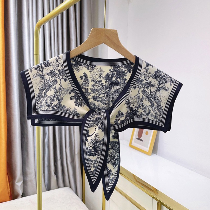Khăn Choàng Cổ Bằng Lụa In Họa Tiết Nhiều Màu Sắc Thanh Lịch Có Thể Tháo Rời Phong Cách Vintage Cho Nữ