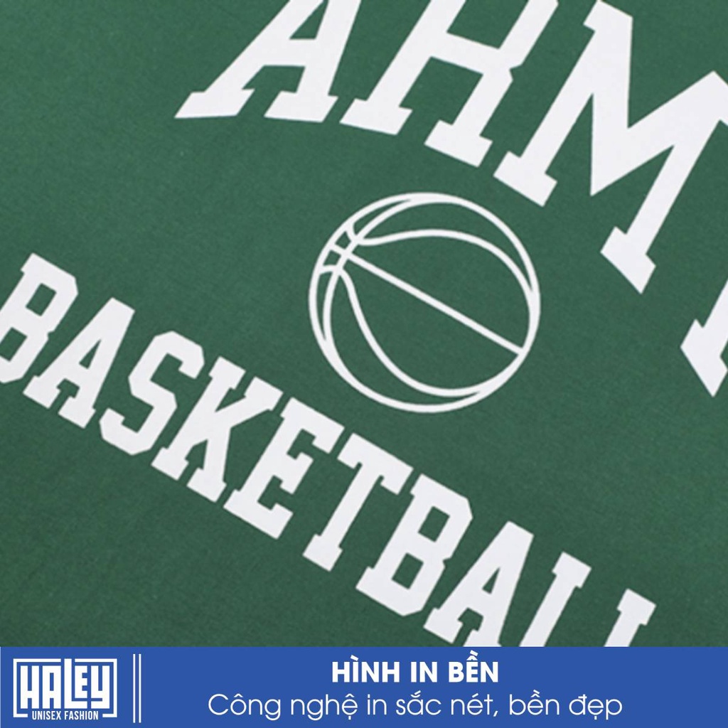 Áo Thun Unisex Tay Lỡ Mã TN309 ARMY BASKETBALL Form Rộng Nam Nữ HALEY vải cotton XANH LÁ phong cách Hàn Quốc Ulzzang