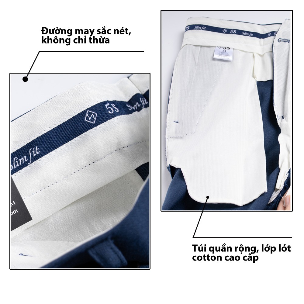 Quần Âu Nam 5S Họa Tiết Màu Xanh Navy,  Dáng Ôm Vừa, Ít Nhăn, Thoáng Mát, Co Giãn Tốt (QAU0410S1NAV) | BigBuy360 - bigbuy360.vn
