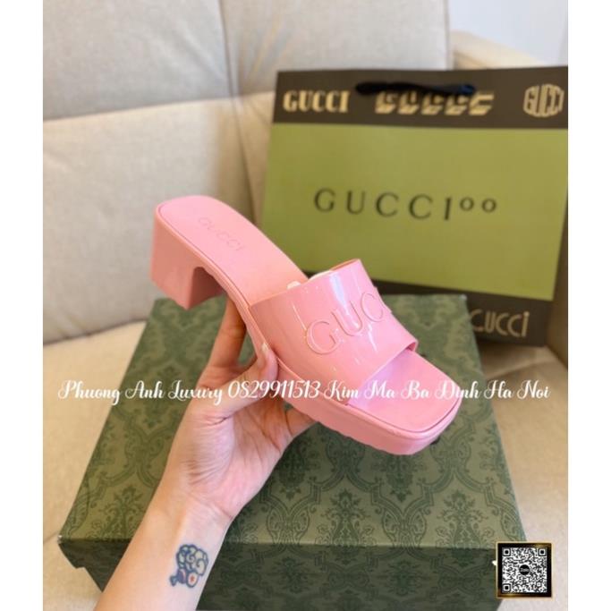 Guốc Nhựa Gucci 2 Màu Trắng Hồng Full Size 35-39