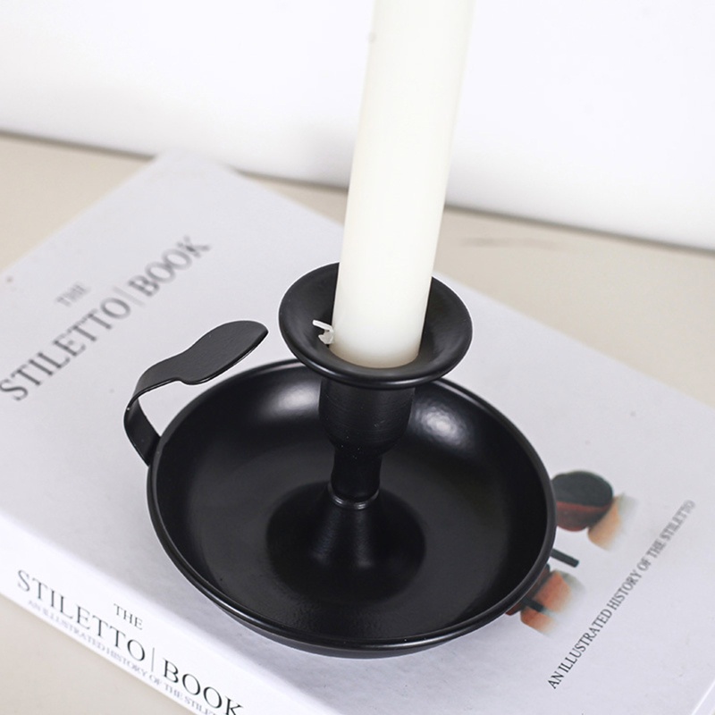 Set 2 Giá Đỡ Đèn Cầy Bằng Sắt Màu Đen Phong Cách Cổ Điển Độc Đáo Trang Trí Nhà Cửa