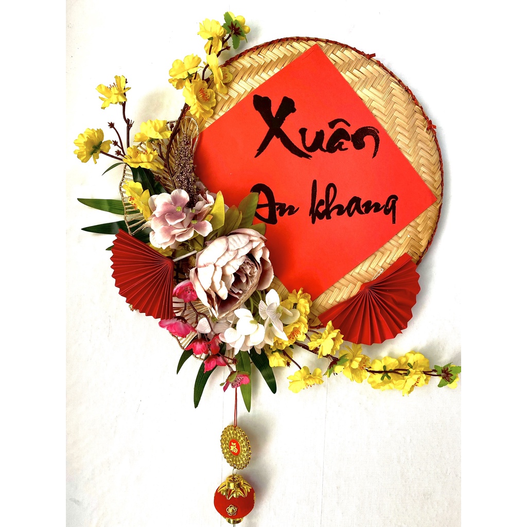 Mẹt hoa trang trí tết H29 đường kính 35cm