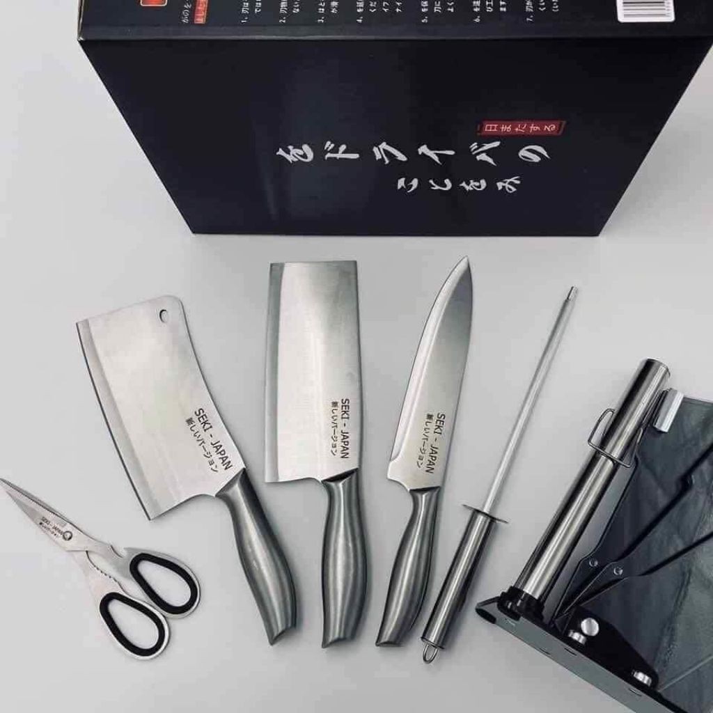 Bộ Dao làm bếp Xuất Nhật inox 6 món đa năng cao cấp - Dao đúc nguyên khối hàng xịn xuất nhật - Lưỡi dao làm từ thép han