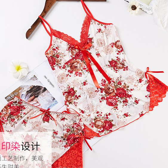 Bộ đồ ngủ đùi AMUSE V41 🔥SIÊU SALE🔥 bigsize 40 tới 60 thun lụa lạnh hoa đỏ cao cấp váy ngủ sexy gợi cảm đẹp rẻ | BigBuy360 - bigbuy360.vn