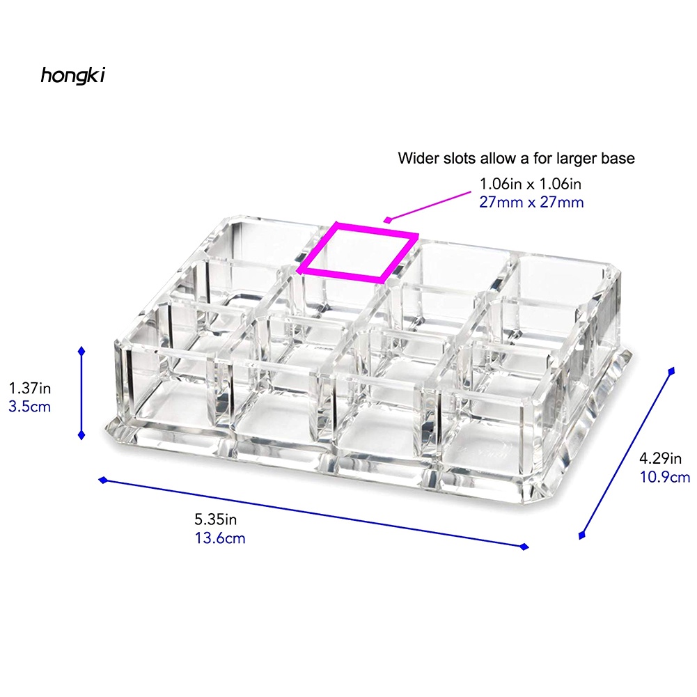[Hàng mới về] Hộp đựng son môi 12 ô bằng acrylic trong suốt tiện dụng