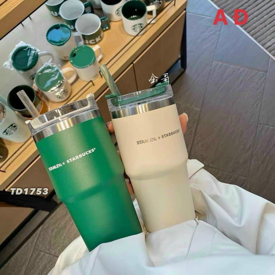 Cốc giữ nhiệt stabucks 600ml-900ml inox 304 giữ nhiệt kèm ống hút nắp xoay 360 độ giữ nhiệ ly giữ nhiệt