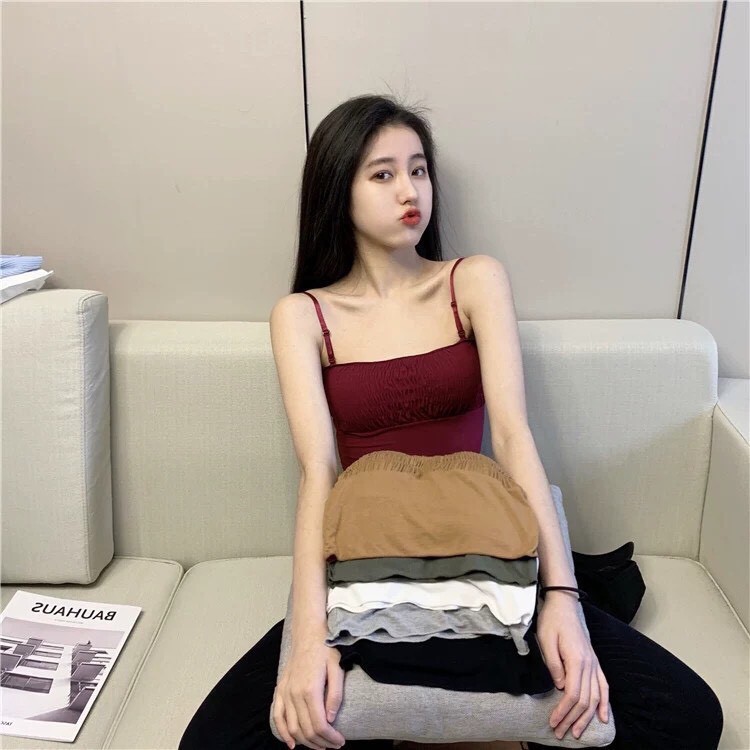 (Mới về) Áo 2 dây gân tăm nhún chun cực xinh cho mùa hè năng động C6854