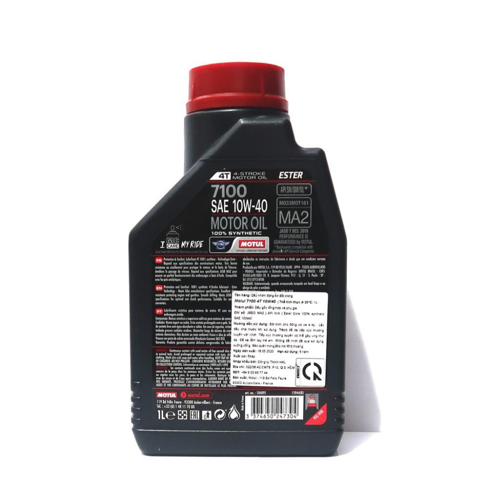 Nhớt Motul 7100 10W40 Tem 3 Lớp Nhập Khẩu Pháp Cho Xe Côn Tay Cao Cấp