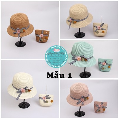 [Xả Kho] Bộ Mũ Túi Cói Cho Bé Gái