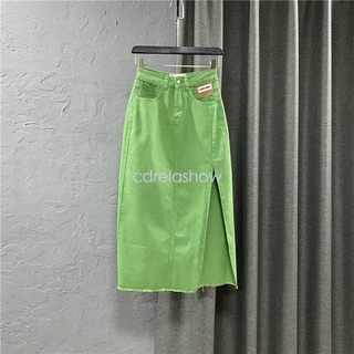 Chân Váy Denim Dáng Dài Xẻ Tà Trước Phong Cách Hàn Quốc Thời Trang Mùa Hè Quyến Rũ Cho Nữ 21