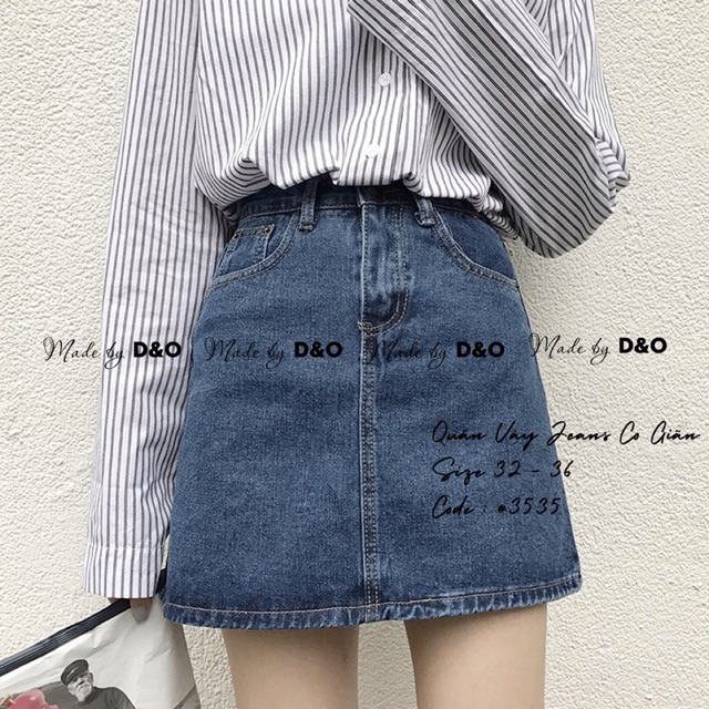 Chân Váy Jeans Có Quần Đùi Trong - Quần Váy Jeans Đại Phom To CO GIÃN MẠNH 2 Màu Lai Cuốn