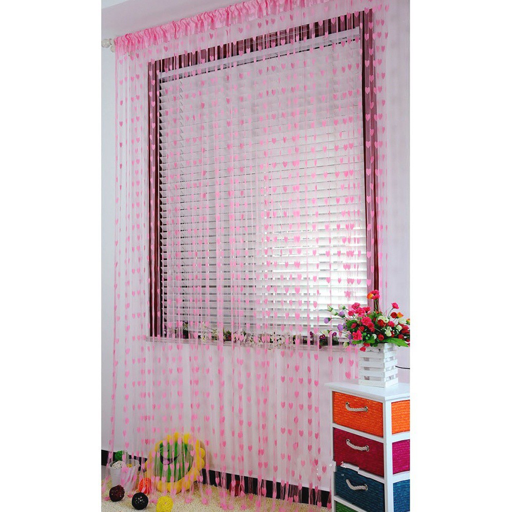 Rèm dây treo cửa hình trái tim chất liệu polyester kích thước 200*100cm xinh xắn