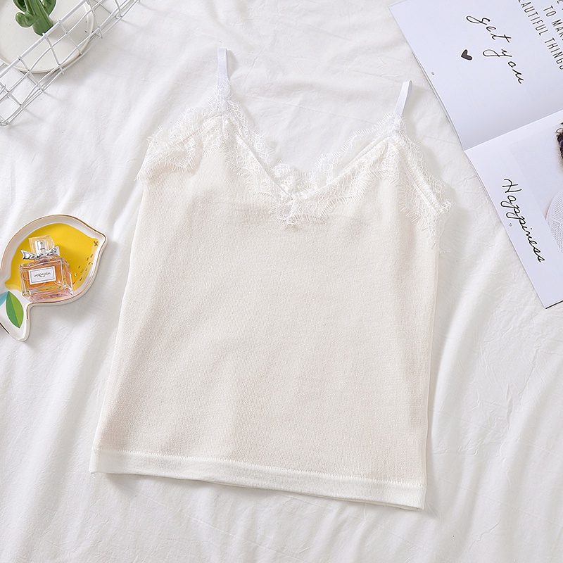 Cocory vn Áo hai dây phối ren quyến rũ cho nữ