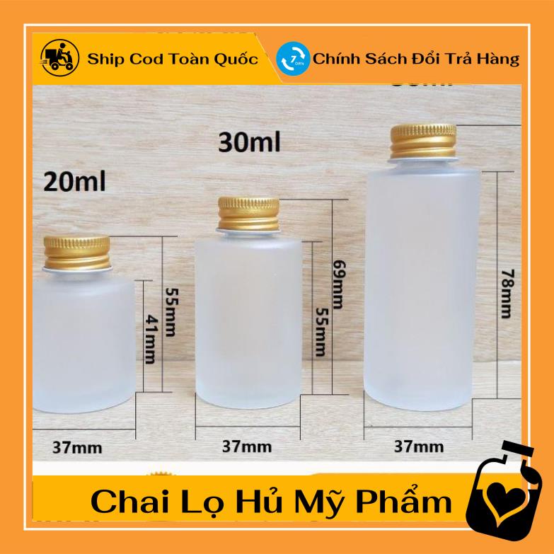 Chai Chiết Mĩ Phẩm ❤ Chai Thủy tinh mờ Nắp nhôm 20ml,30ml,50ml chiết mỹ phẩm , , phụ kiện du lịch