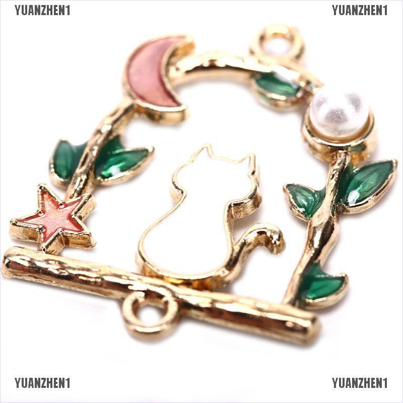 [YUANZHEN1] Set 10 Mặt Dây Chuyền Kim Loại Tráng Men Hình Trăng Sao