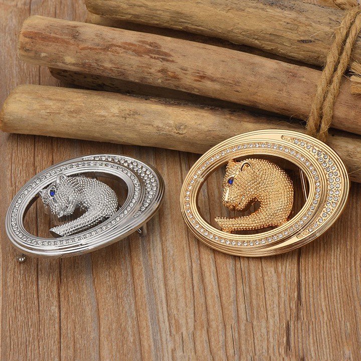 Thắt Lưng Nam Hình Báo T3 Đính Đá Khóa Cài Được Làm Bằng Hợp Kim