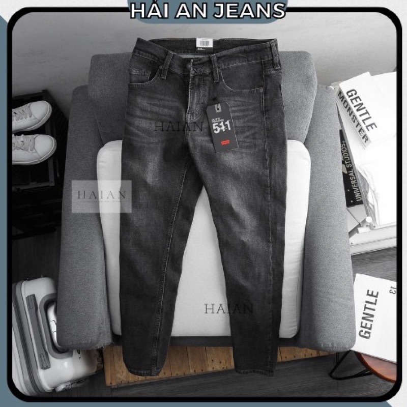 Quần Jean Nam dài LEvi xám chuột slim fit ống đứng co dãn