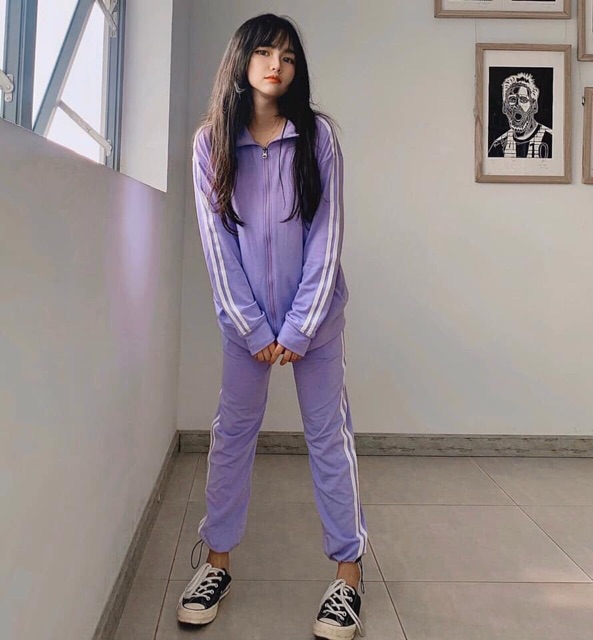 Set The Thao Line Quần Ống Bo Dây Rút Kèm Ảnh Thật