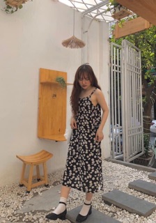Váy hai dây hoa nhí buộc nơ