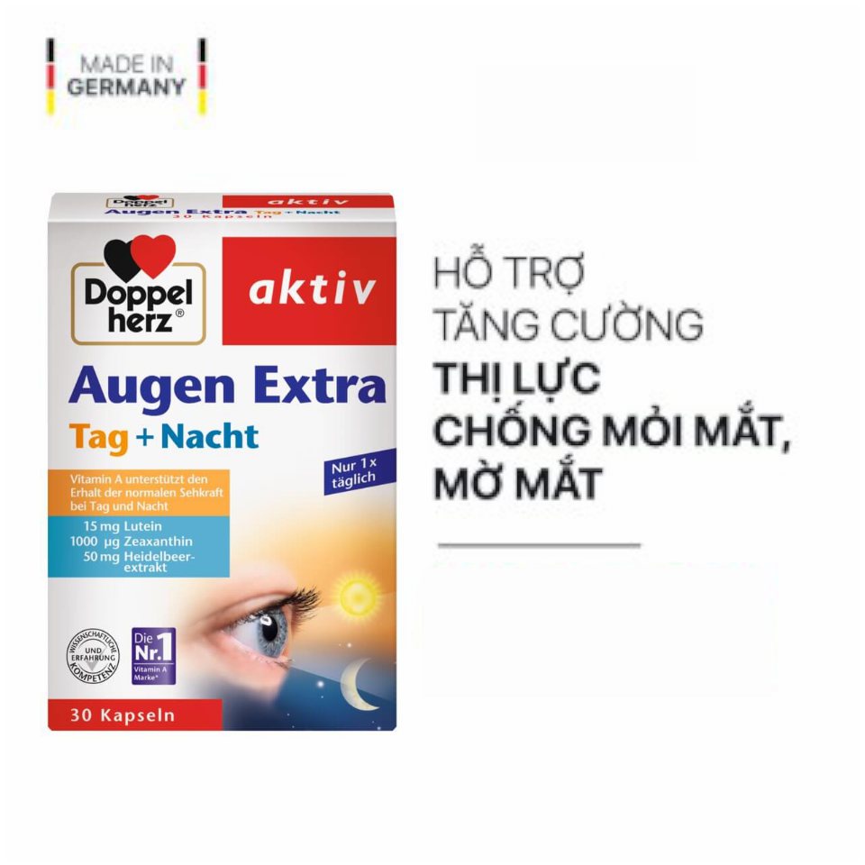 Viên Uống Bổ Mắt Doppelherz Augen Vital và Extra -  Bổ Sung Vitamin A, Chống Mỏi Mắt, Tăng Cường Thị Lực