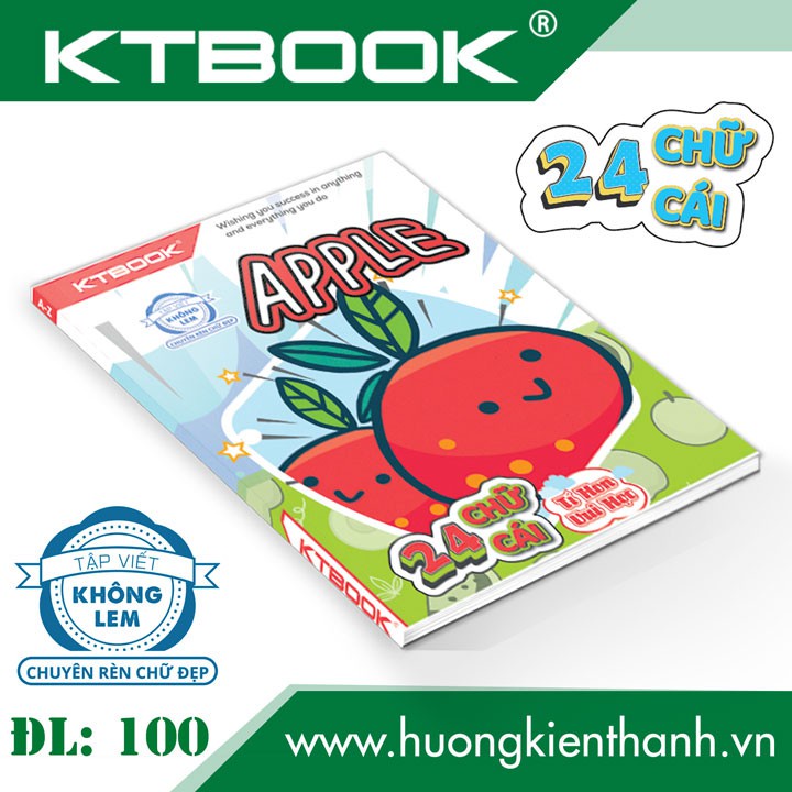 Tập Học Sinh Cao Cấp Chuyên Rèn Chữ Đẹp 24 Chữ Cái KTBOOK giấy trắng không lem ĐL 100 gsm - 96 trang