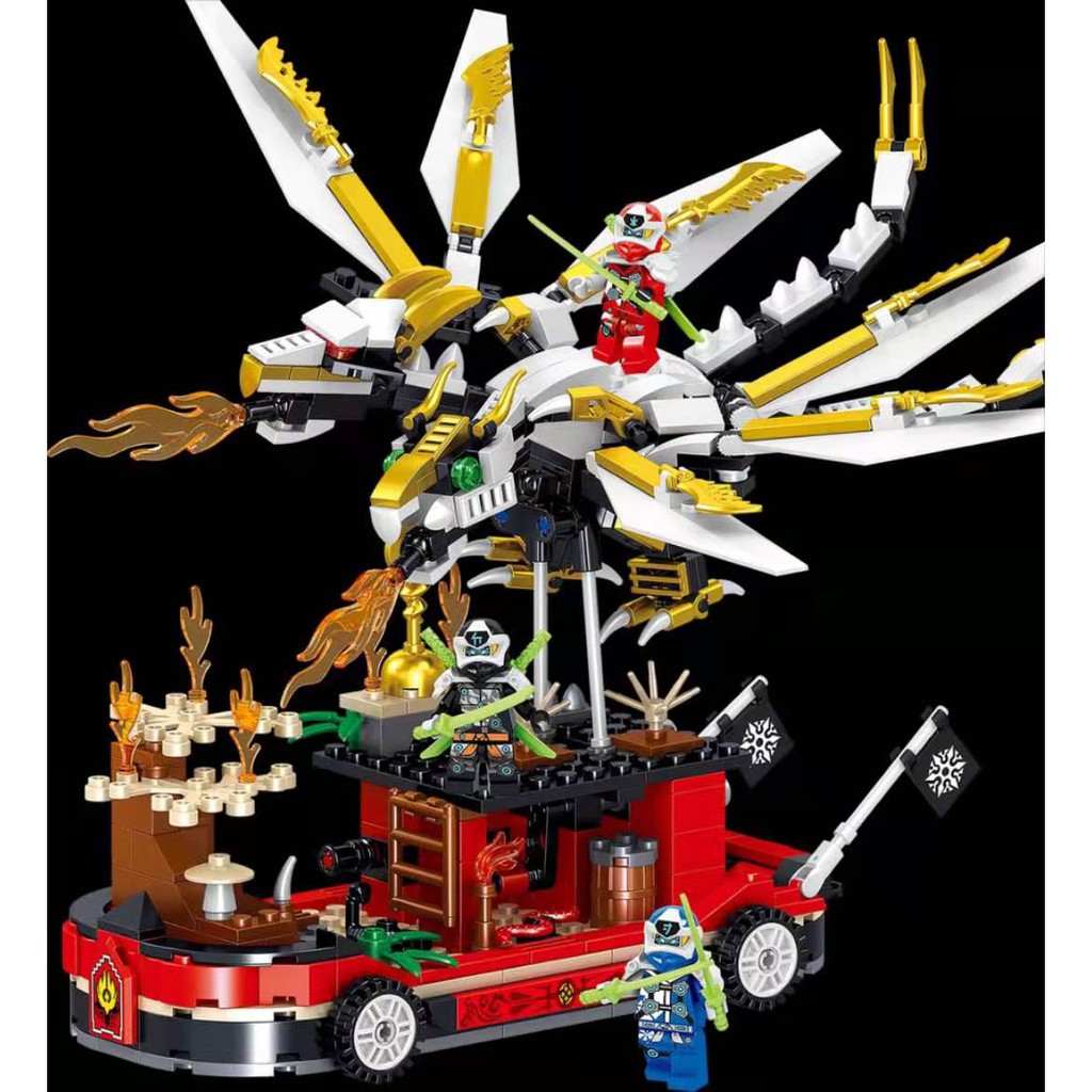 Đồ chơi Lego xếp hình lắp ráp PRCK 61059 - 461 chi tiết - chiến xa chở rồng bay chiến của ninja