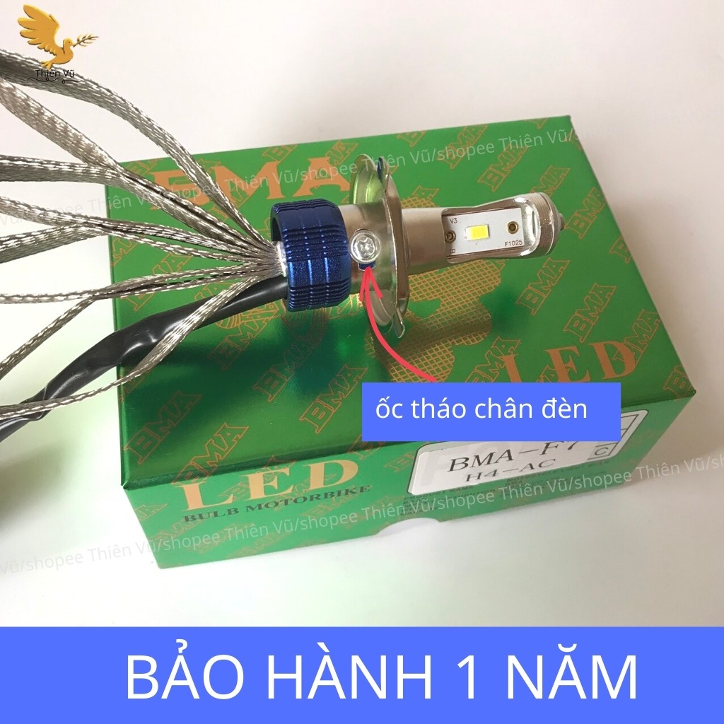 Đèn Pha Led Xe Máy ÔTÔ H4 BMA Siêu Sáng Bảo Hành 1 Năm_Led Pha Thiên Vũ F7