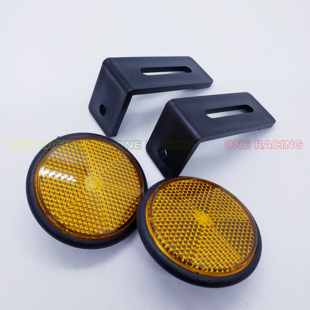 2 Mắt mèo phản quang sau màu vàng gắn biển số dòng cao cấp gắn nhiều xe thông dụng