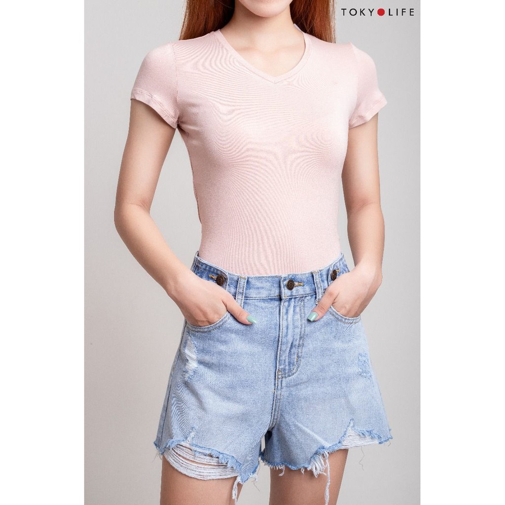 Áo T-Shirt Nữ cổ tim TOKYOLIFE G1/I9TSH500G