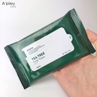 Khăn giấy toner tràm trà sạch khuẩn mụn A’pieu Nonco Tea Tree Toner Tissue (Công ty)