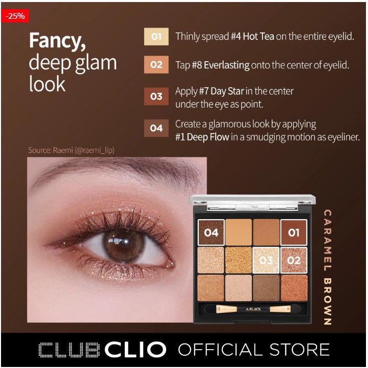 {XẢ KHO SỈ} Bảng Phấn Mắt 12 Màu A.Black Glam Change Multi Palatte by Clio 14.4g