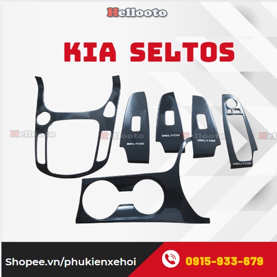 Ốp Nội Thất Xe Kia Seltos 2020 2021 2022 Mẫu Carbon - 6 chi tiết