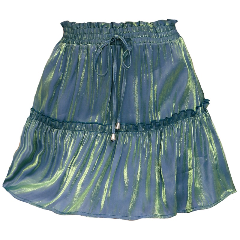 Chân Váy Xòe Chữ A Lưng Cao Màu Trơn Phối Dây Rút Phong Cách Boho Thời Trang Mùa Hè Cho Nữ